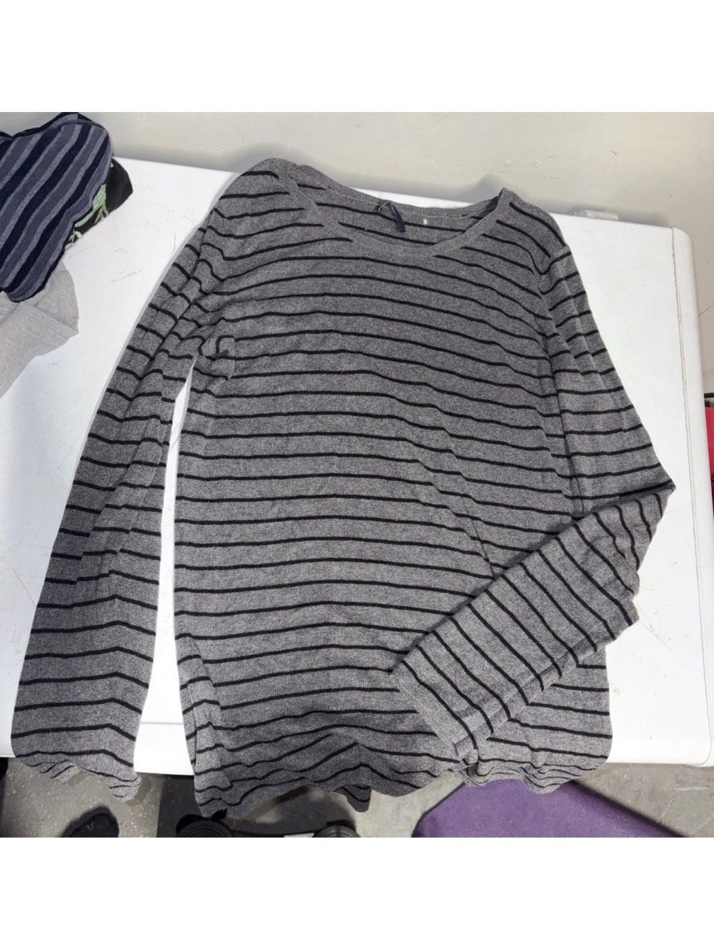 GAP Gray and Black Striped Long Sleeve Top size small unisex
